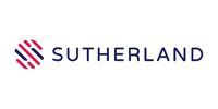 Sutherland logo with red and dark blue striped icon and navy wordmark on a white background