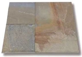 Slate tile pieces with variations of brown and gray.