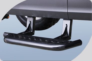 A close up of a running board