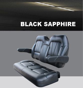 A picture of a black sapphire seat on a gray background