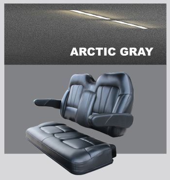 A picture of a golf cart seat in arctic gray.