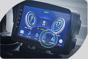 A car dashboard with the number 17 on it