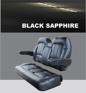 A picture of a black sapphire golf cart seat