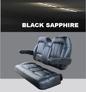 A black sapphire seat is shown on a gray background