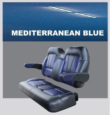 A picture of a seat in Mediterranean blue.