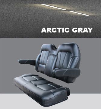 A picture of a golf cart seat in arctic gray.