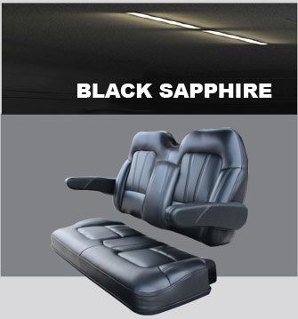 A picture of a black sapphire seat on a gray background