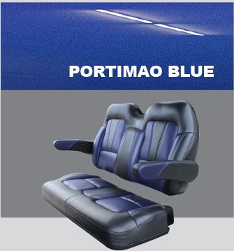 A purple and black seat with the word portimao blue on it