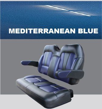 A picture of a mediterranean blue seat with a blue background.
