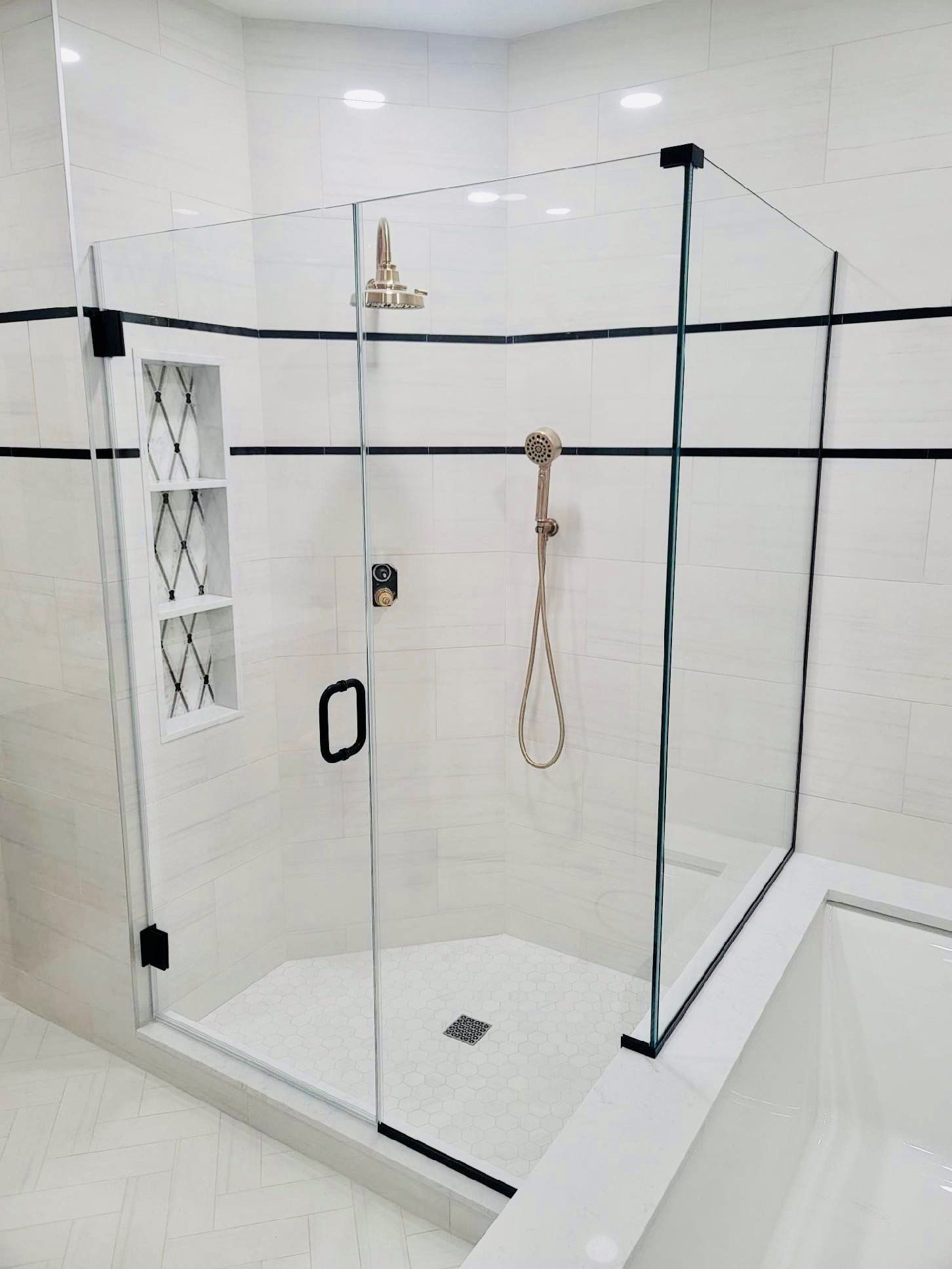 Glass door shower
