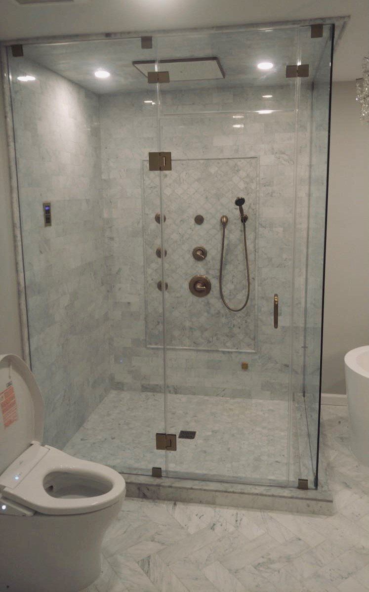 Glass door shower