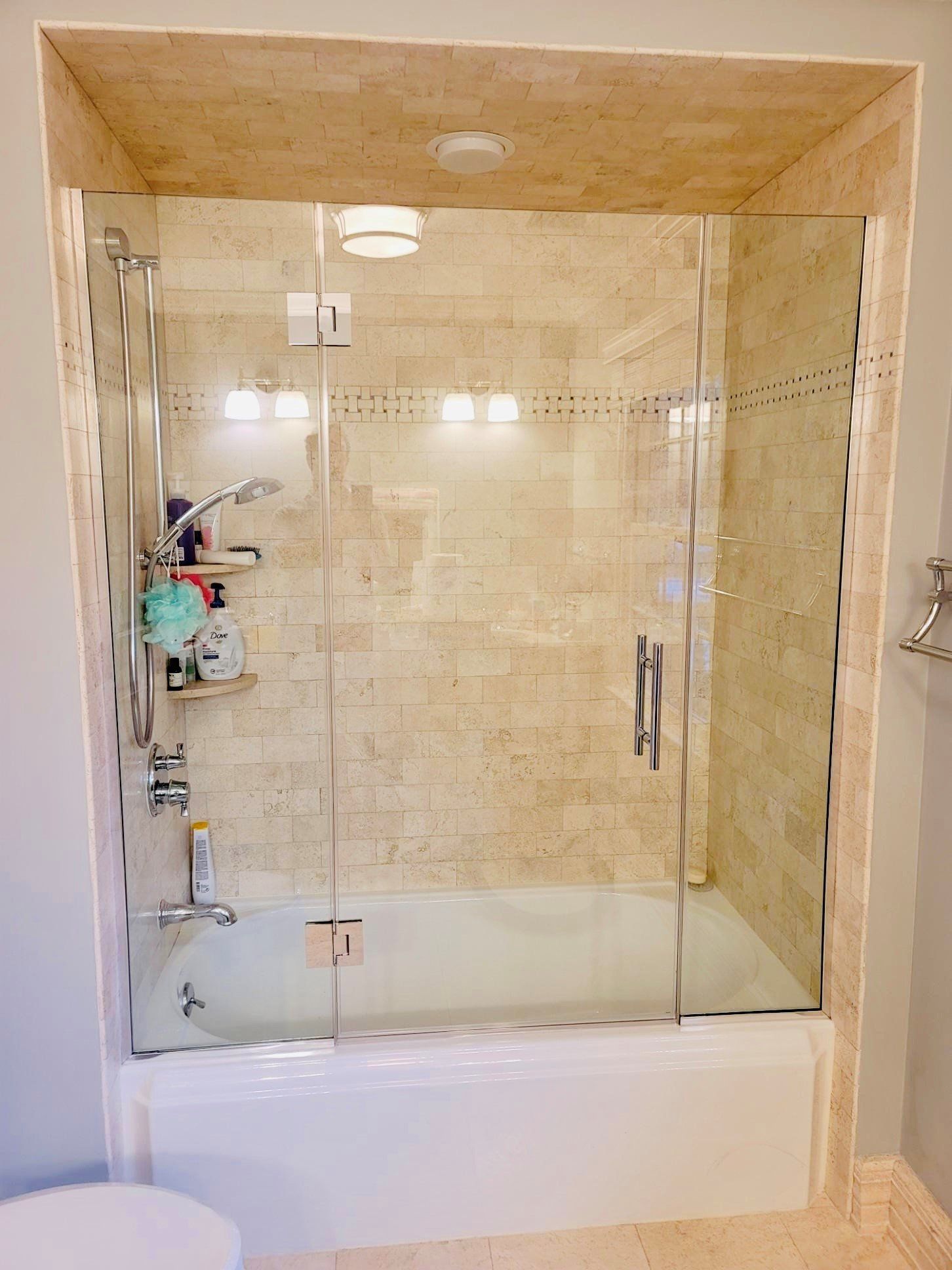 Glass door shower