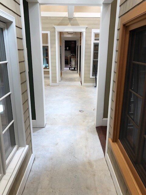 Showroom flooring being repaired