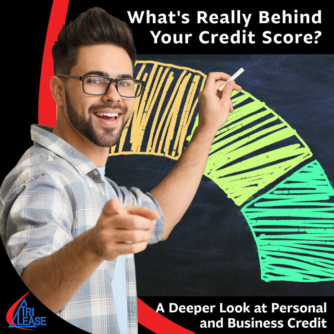 A man pointing to a credit score chart while explaining the factors that influence a credit score.