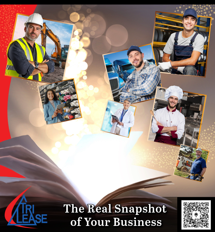 Open a book with all the different industries coming out of the pages to show a story of credit.