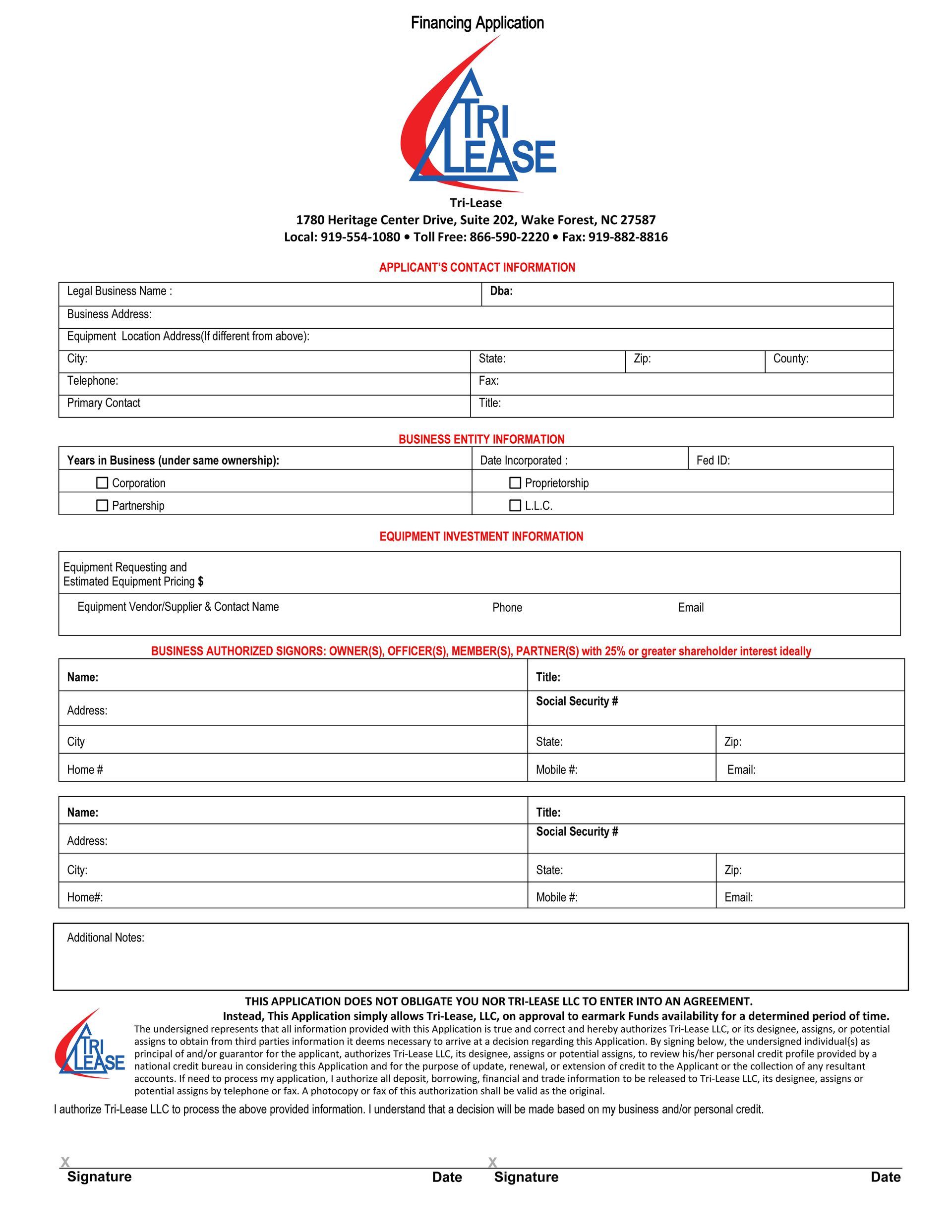 Tri-Lease Printable application