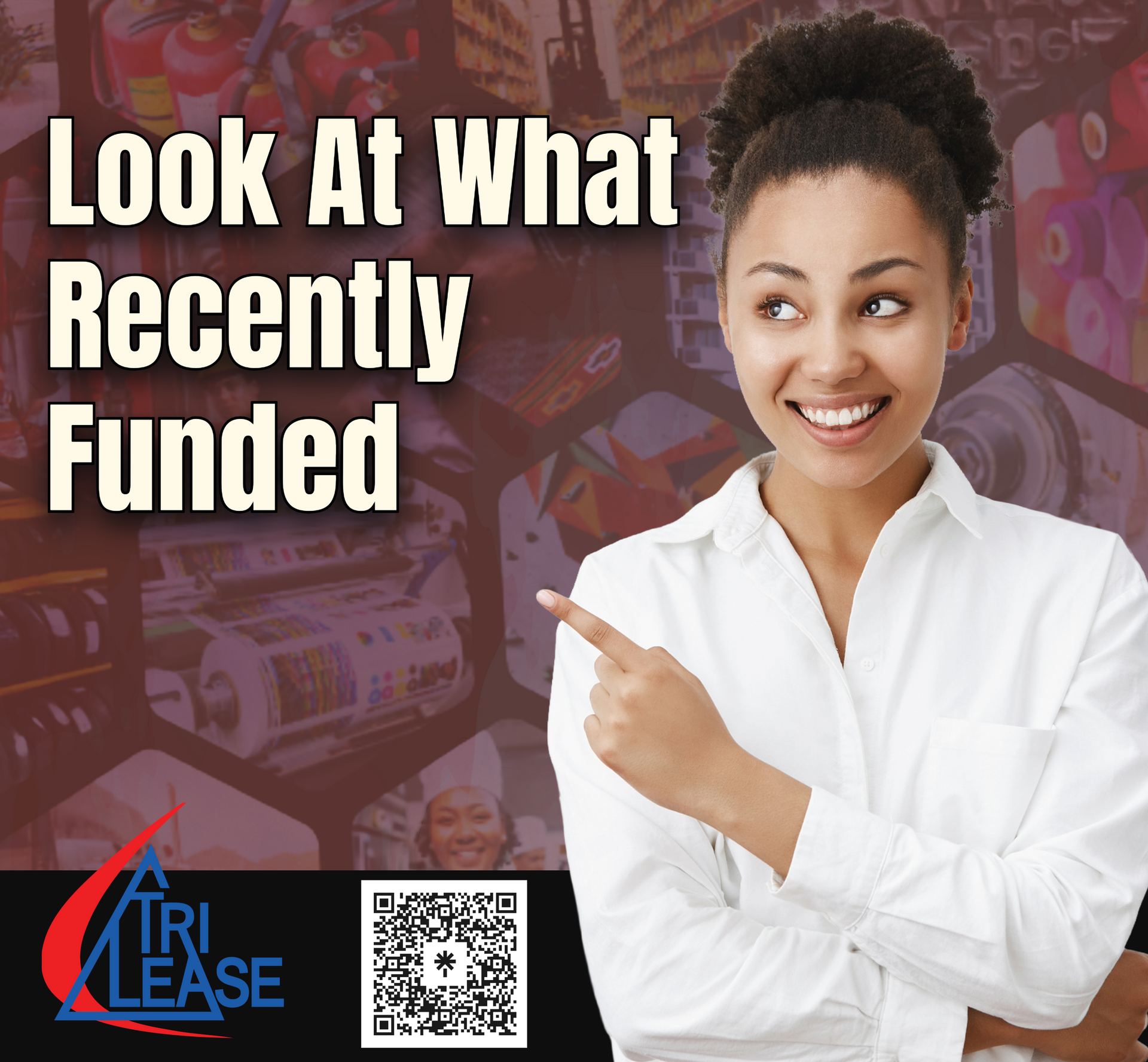 Woman pointing at various pieces of equipment that were recently funded.