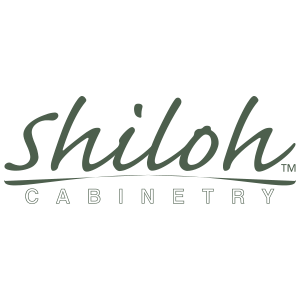 A logo for shiloh cabinetry is shown on a white background