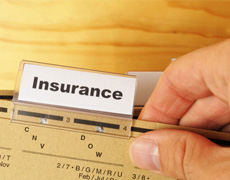 Insurance word on business folder