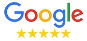 Google logo with five yellow stars underneath