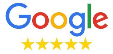 Google logo with five yellow stars underneath