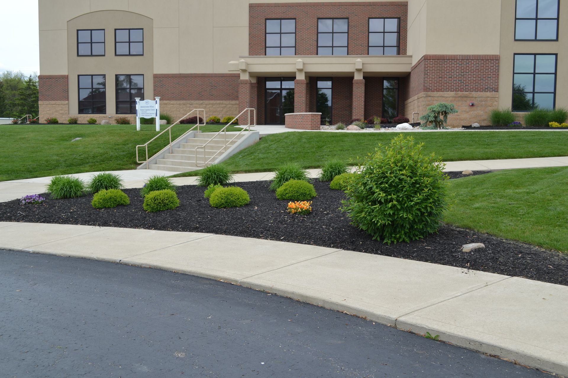 A large building with stairs leading up to it
