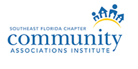 Logo for Southeast Florida Chapter Community Associations Institute. Blue text, icon of people/houses.