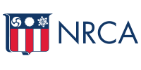 NRCA logo: Shield with red and white stripes, blue top with circular designs, and the letters NRCA.