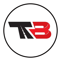 TB logo in black and red inside a black circle
