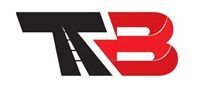 Stylized black and red TB logo with a road design in the letter T