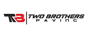 Two Brothers Paving logo with stylized TB letters in black and red