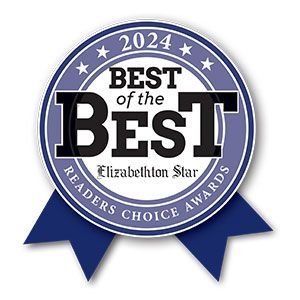 A badge that says `` Best of the Best '' with a blue ribbon.