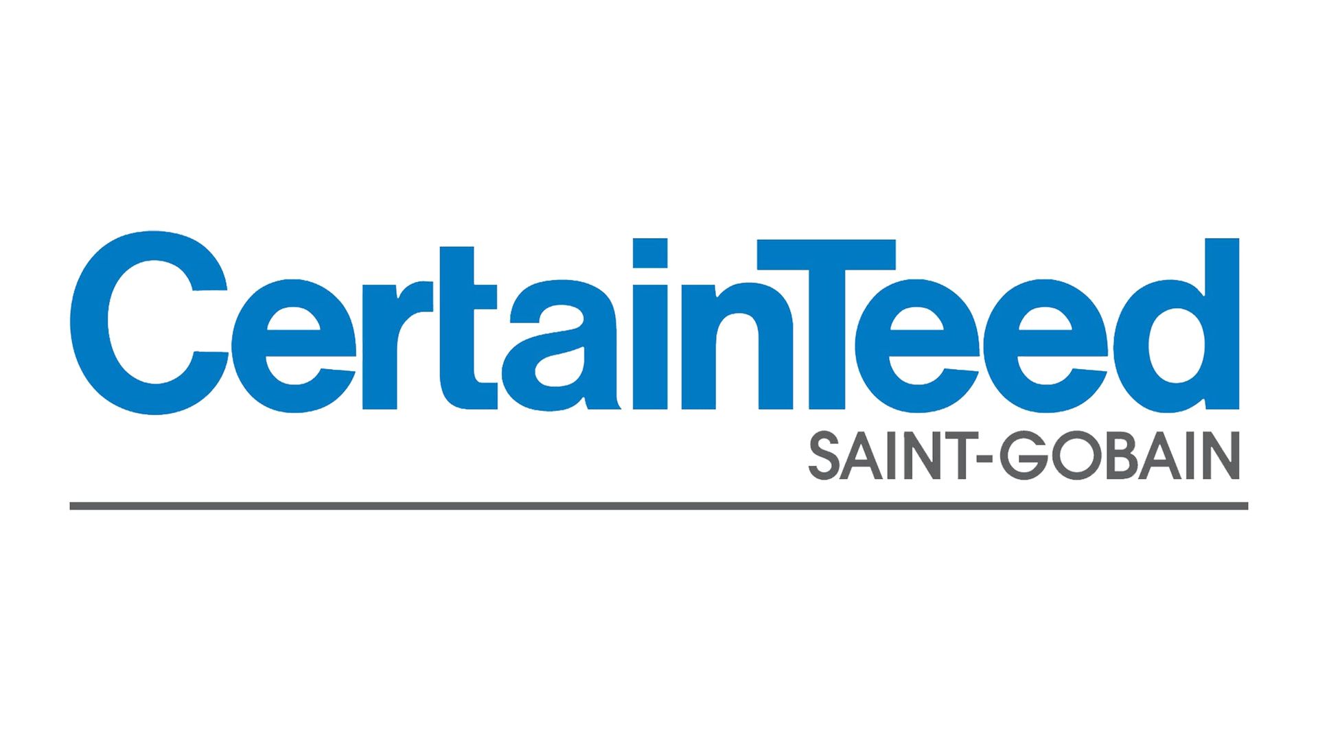 CertainTeed logo with blue text on a white background, Saint-Gobain in smaller gray text below.