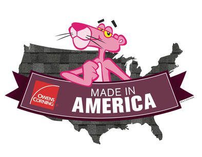 Pink Panther over US map, banner reads
