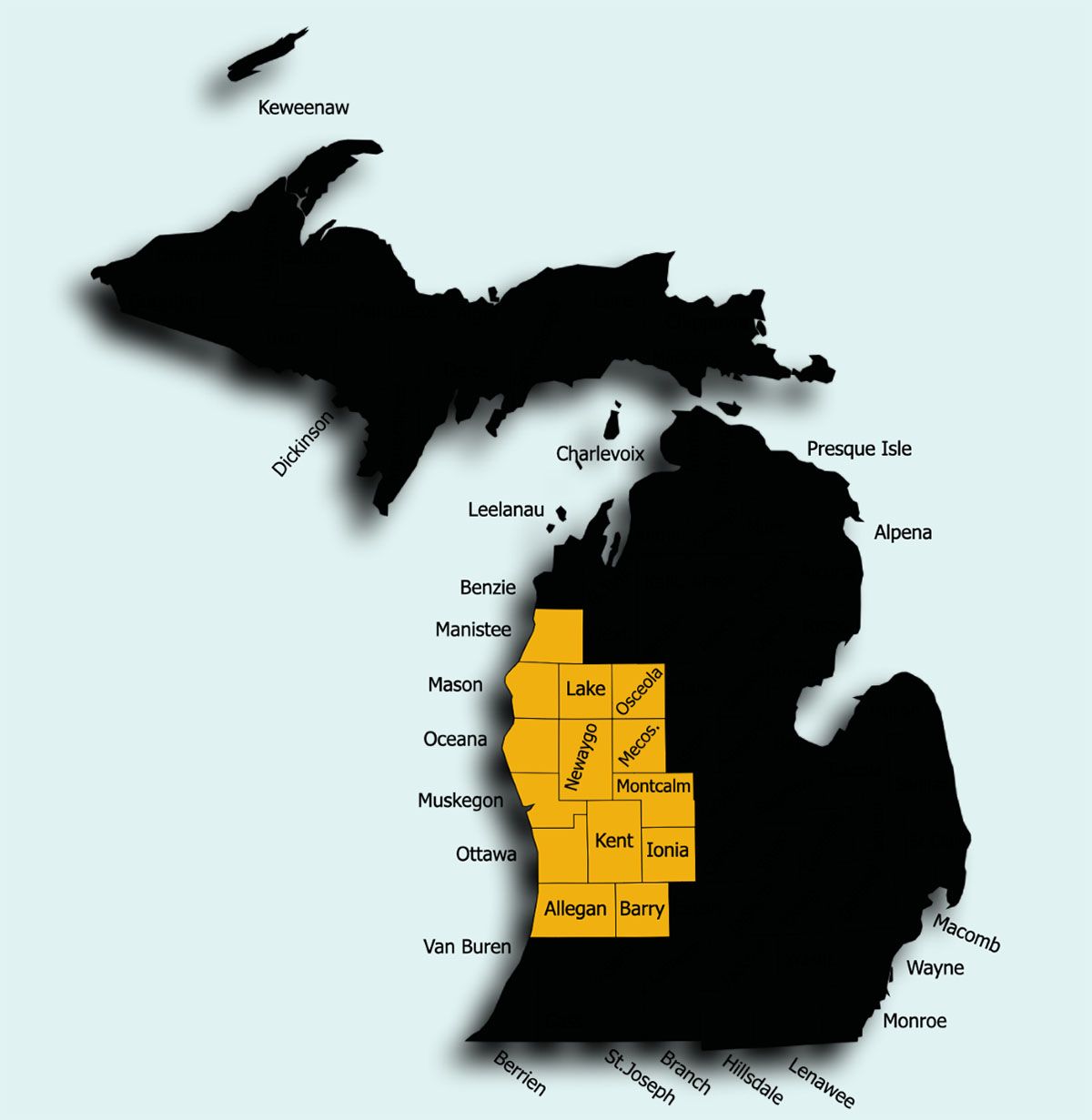 Wahlfield Drilling Co service area map