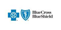 A blue cross blue shield logo with a cross and shield on a white background.