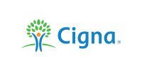 The cigna logo has a tree and a person in it.