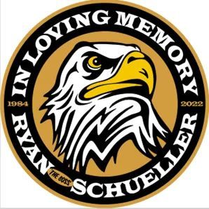 Circular memorial emblem with eagle,