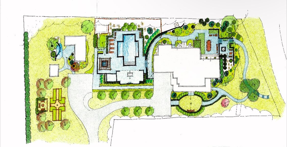 Landscaping sketch for a large house