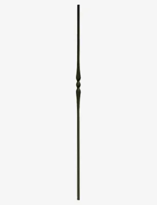 Black iron baluster with a decorative middle section, likely for a staircase.