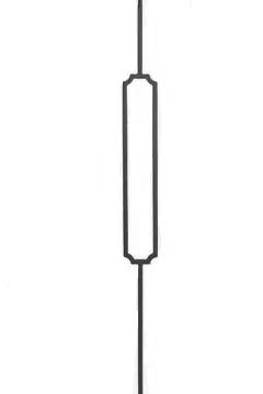 Black metal baluster with a long, rectangular decorative shape in the center.