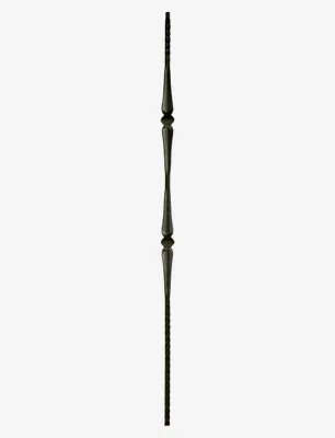 Black iron baluster with decorative details.