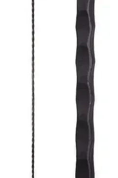Black metal baluster with twisted and wavy designs.