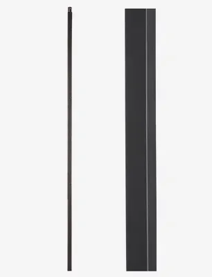 Black metal curtain rod, full and close-up views.