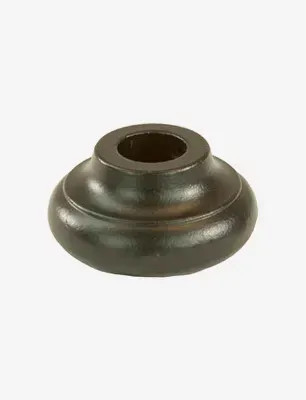 Bronze-colored, round metal lamp base with a central hole.