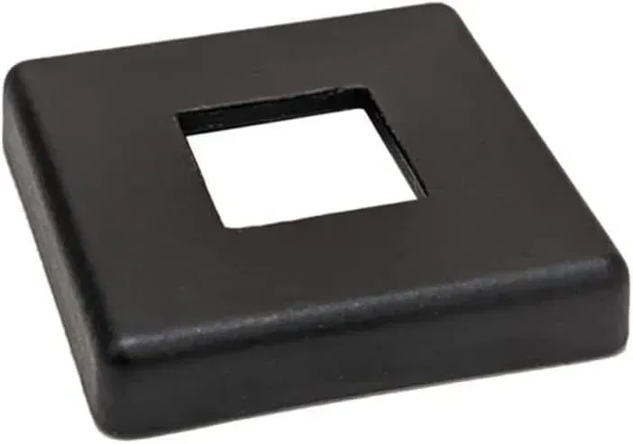 Black square metal cover with a square hole in the center.