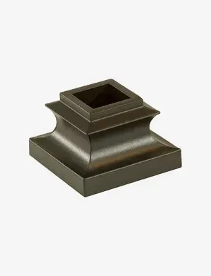 Bronze-colored, square baluster base with a centered square opening, fluted sides.