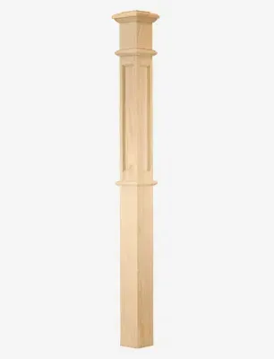 Wooden decorative square column with detailed moulding.