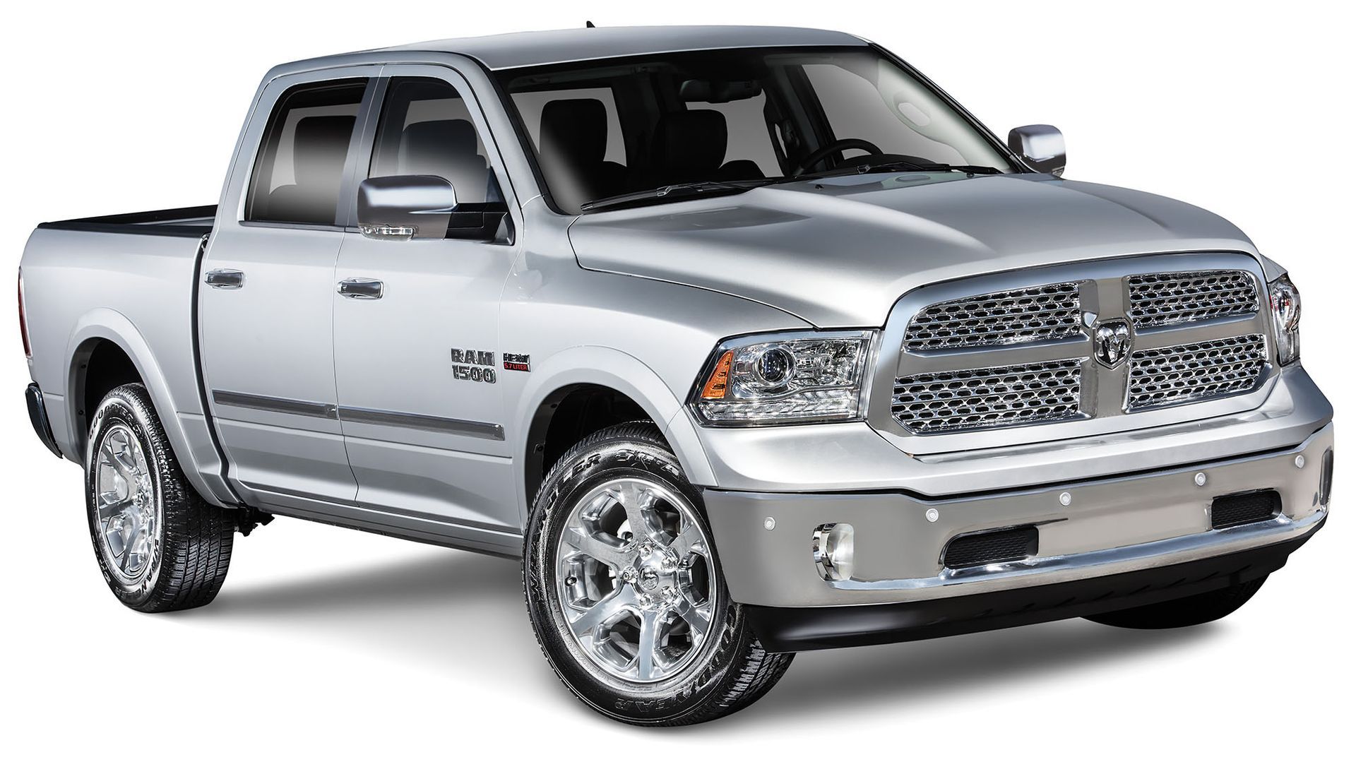 Silver pickup truck on a white background, shown from the front-left angle.
