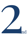 A blue number two with the word second below it on a white background.